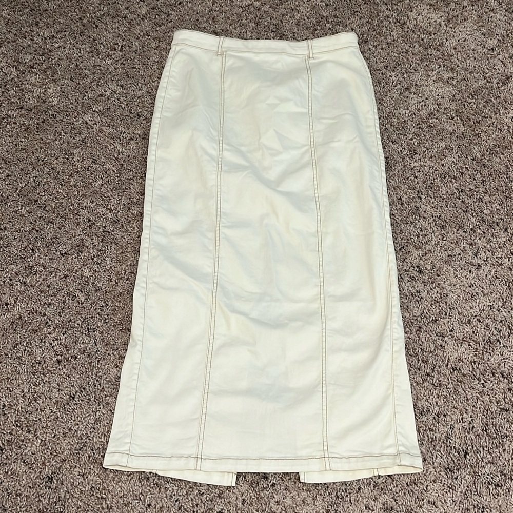 Belle Vere Cream Denim Skirt with split in back